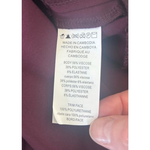 MICHAEL MICHAEL KORS BURGUNDY VEGAN FAUX LEATHER PONTE KNIT SKIRT NWT LARGE - Picture 6 of 7